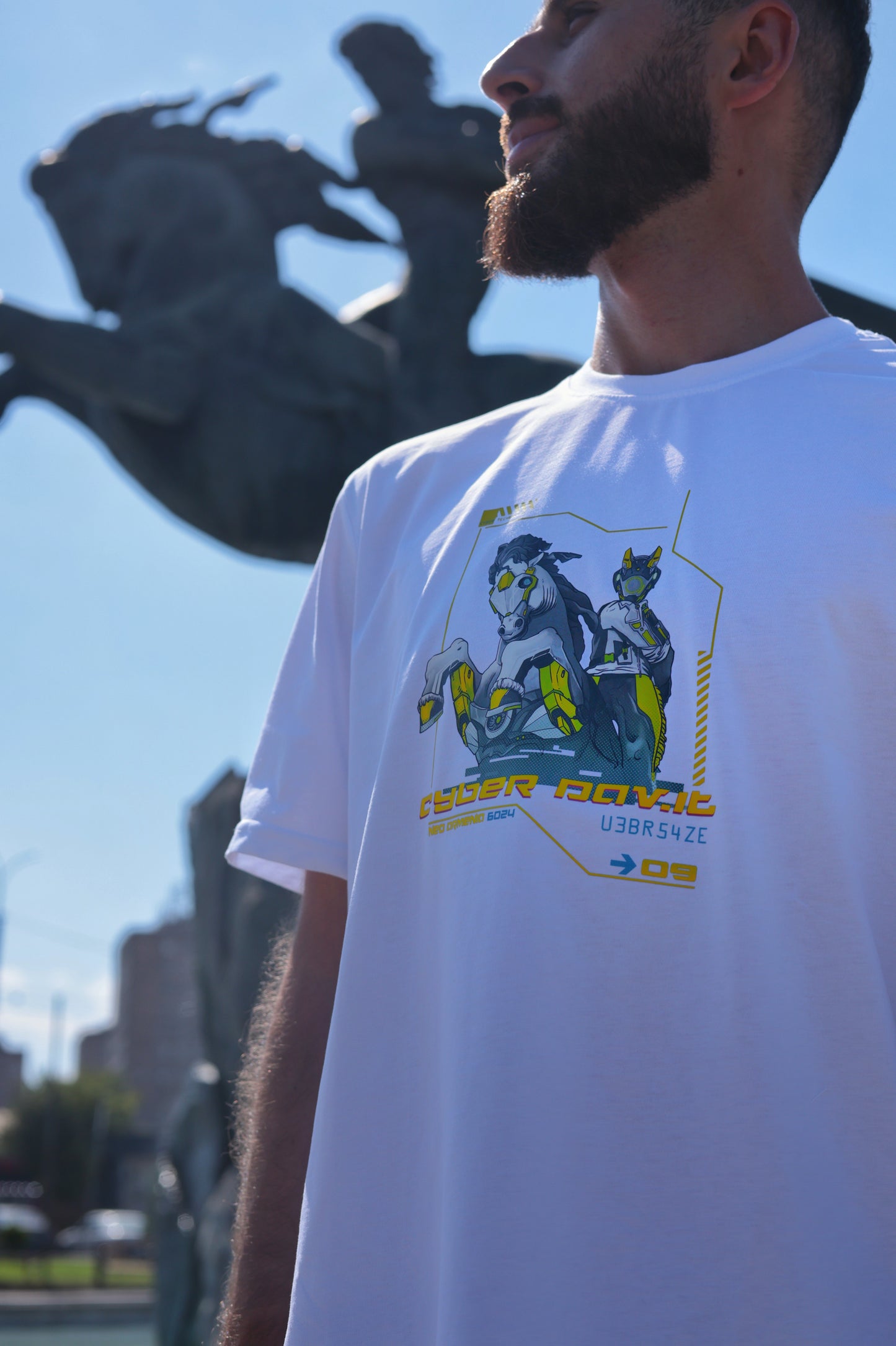 Cyber Davit - White Graphic Tee