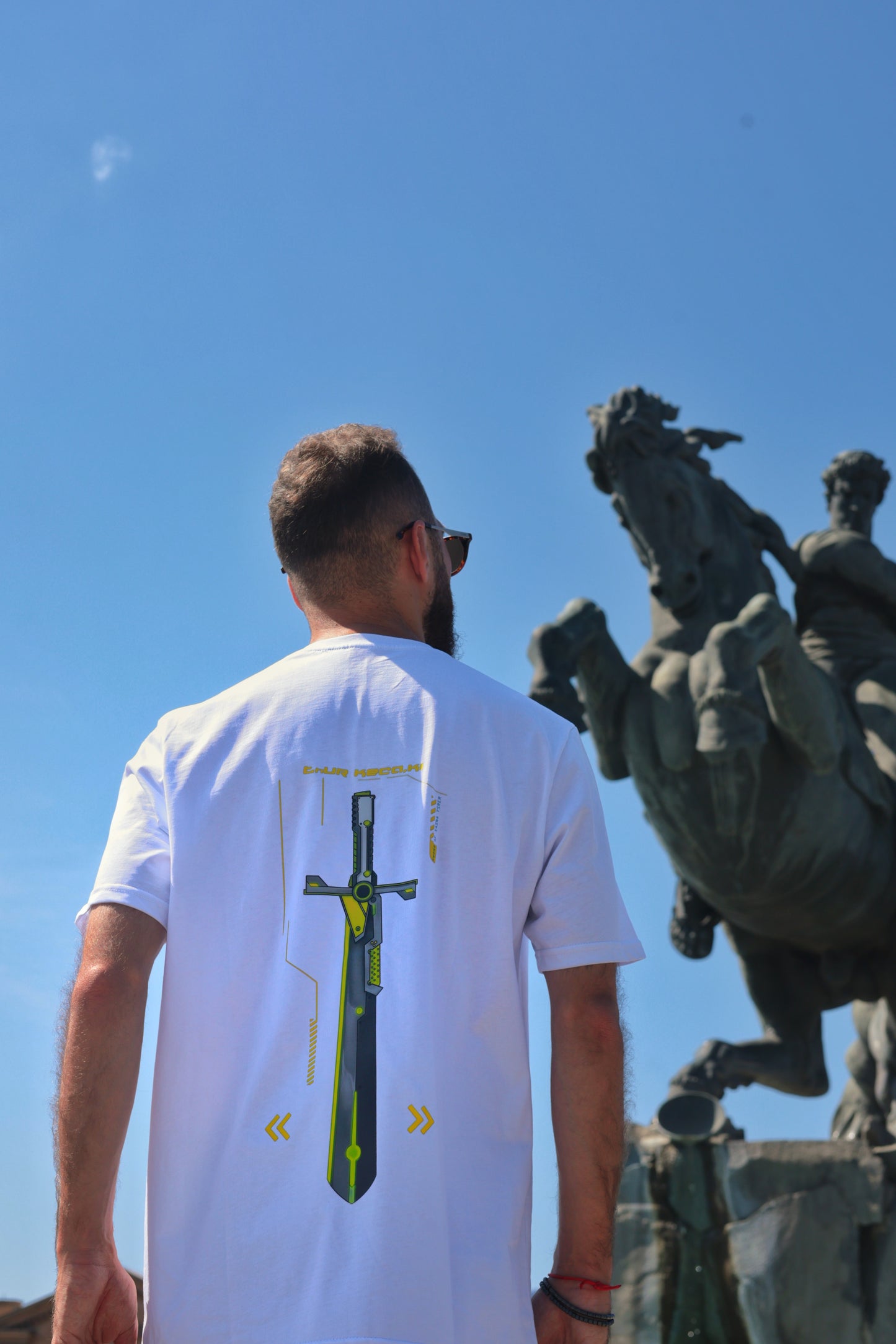 Cyber Davit - White Graphic Tee