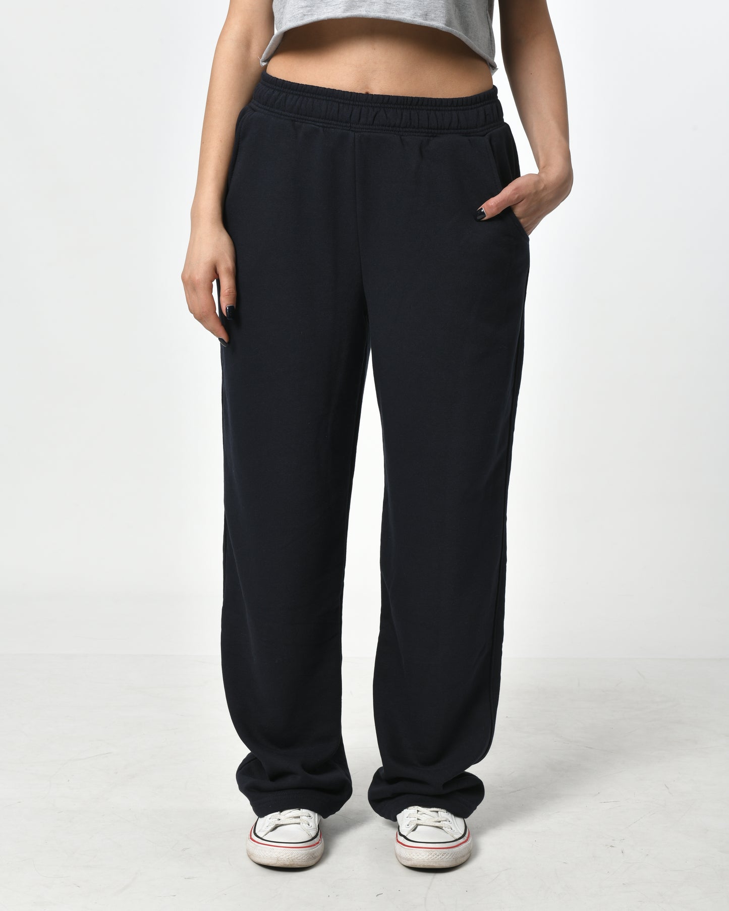 Straight Leg Pants Dark Blue