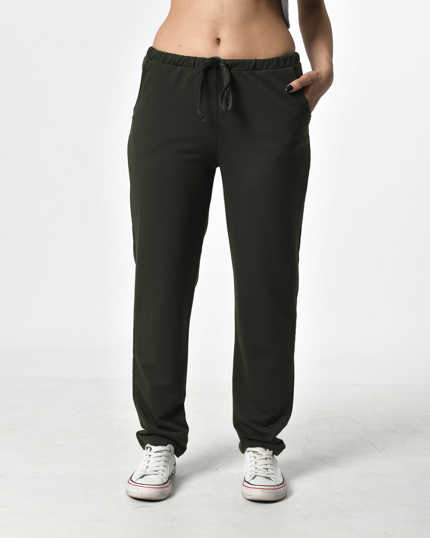 Slim Fit Pants Dark Green