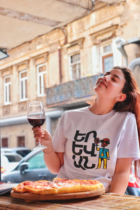 White Yerevan T-shirt - for Wine Lovers