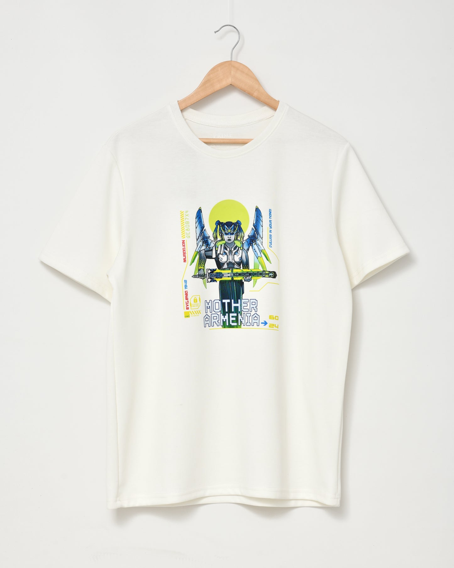 Cyber Evgenia - Future in Your Hands - Off-White Oversized Tee (Neon)