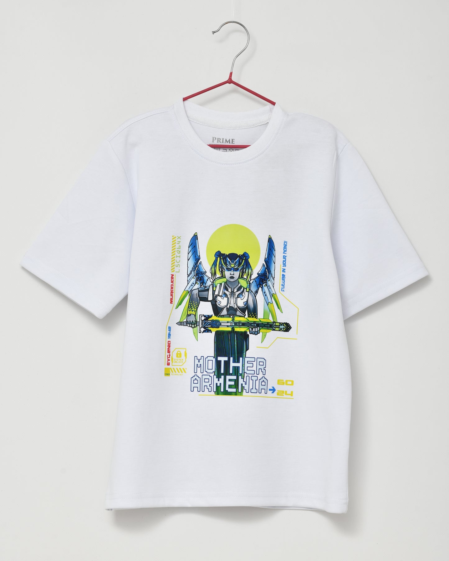 Cyber Evgenia - Future in Your Hands - White Oversized Tee (Neon) - For Kids
