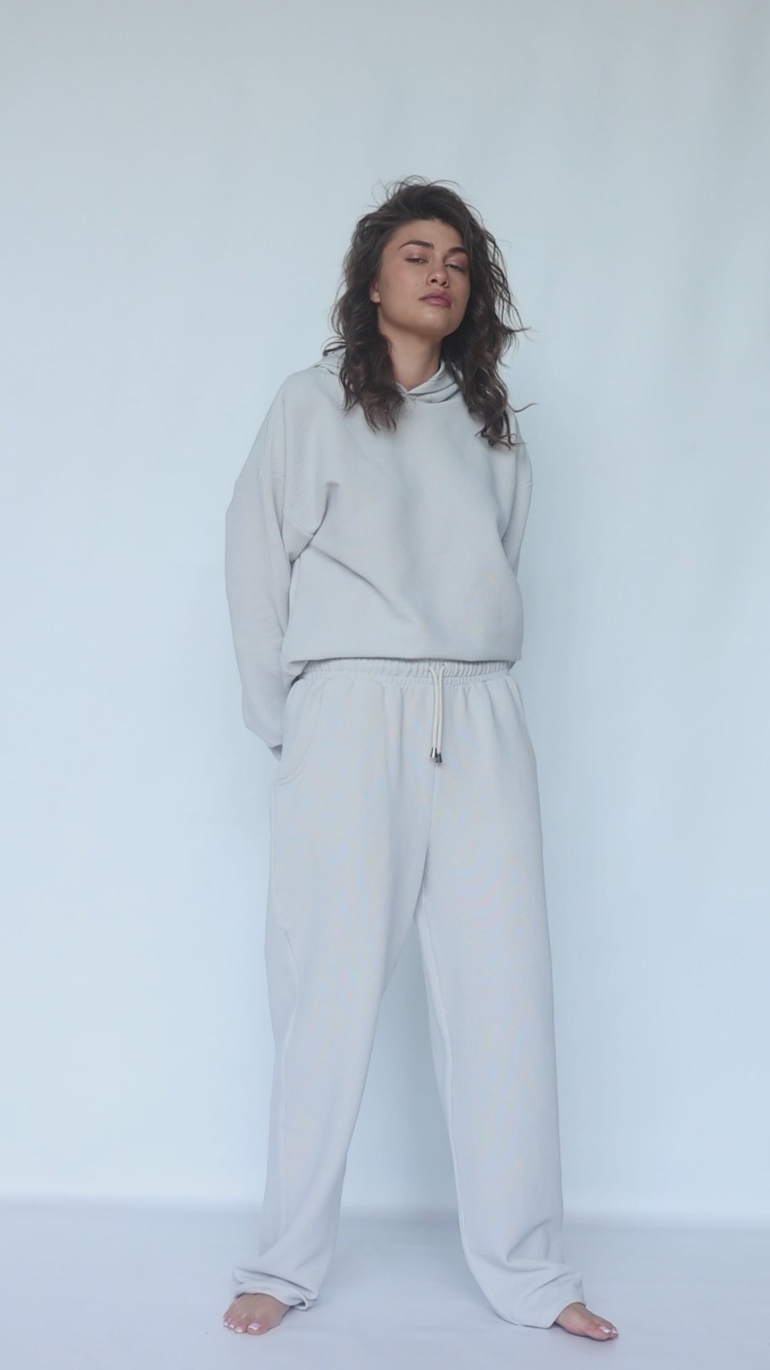 Waffle Hoodie & Pants - Light Grey Set
