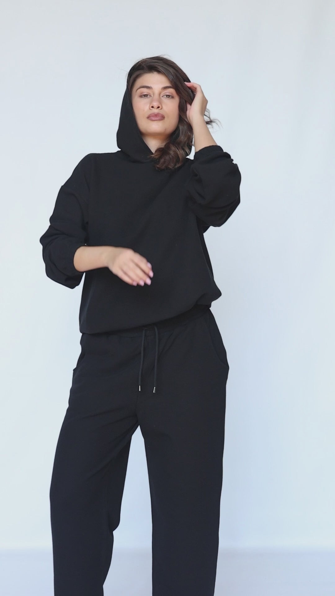 Waffle Hoodie & Pants - Black Set