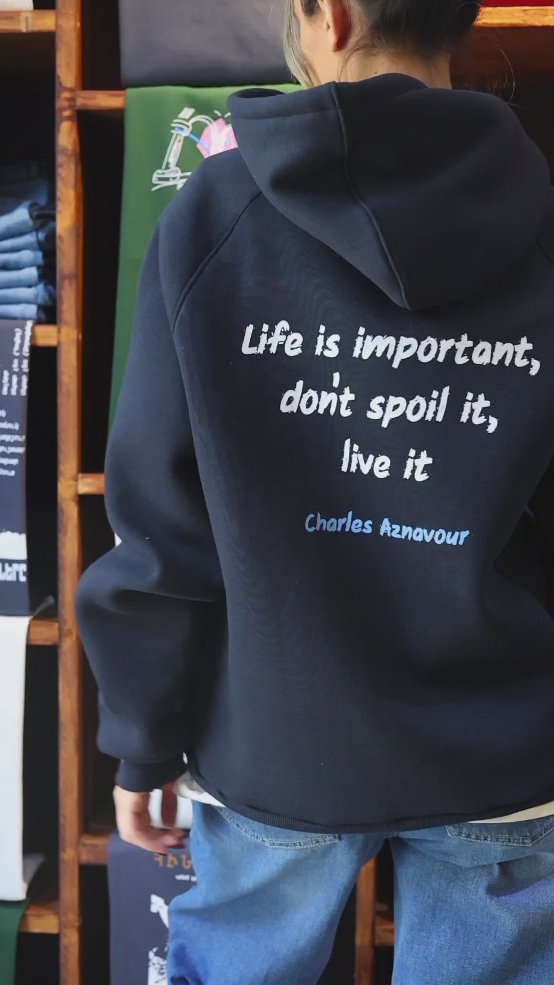 Charles Aznavour - Life is important, don't spoil it, live it - Hoodie