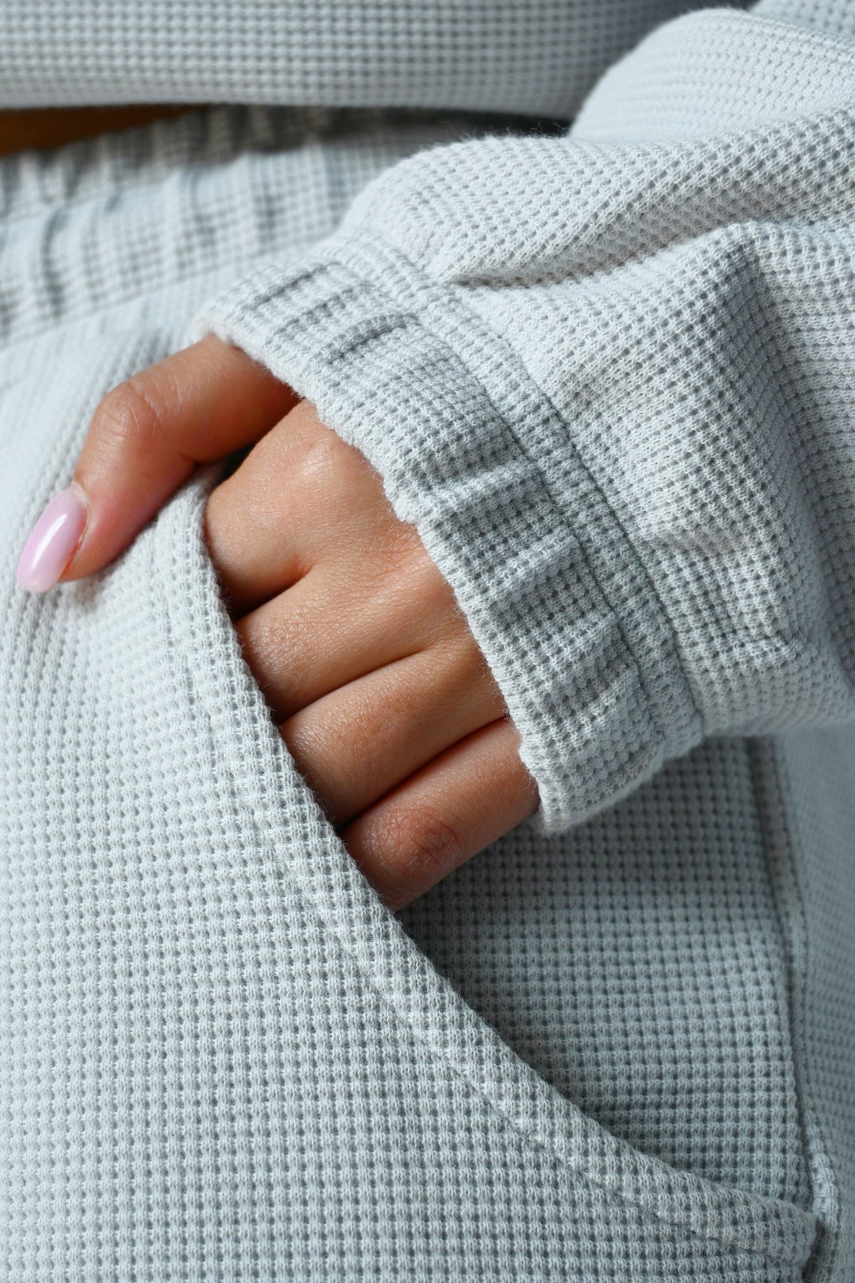 Waffle Hoodie-Light Grey
